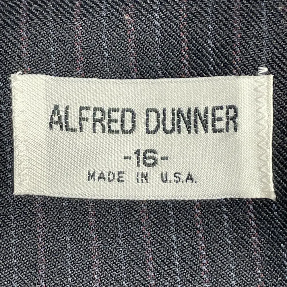 Alfred Dunner Womens 2 Piece Skirt Suit Sz 16W Navy Pinstripe USA Vintage Career